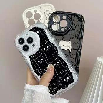 LZ7 мультяшный кот, милые прозрачные мягкие волнистые чехлы для телефонов для Xiaomi 11 Lite Redmi Note 13 12 8 Pro 9 12C A3 Infinix Smart 8 Tecno, защитная задняя крышка Xiaomi Poco M2