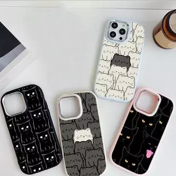 LZ7 мультяшный кот милый мягкий чехол для телефона Samsung S24 Ultra S23 Plus S21 FE A16 A54 A34 A52 A05 A06 Infinix Hot 40 30i защита объектива противоударный чехол Samsung A02