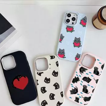 LZ8 мультяшный кот милый арт мягкий чехол для телефона Samsung S24 Ultra S23 Plus S21 FE A16 A54 A34 A52 A06 Infinix Hot 40 30i защита объектива противоударный чехол Samsung A02