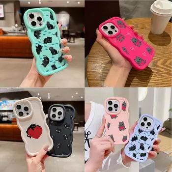 LZ8 мультяшный кот милый художественный волнистый силиконовый чехол для телефона Samsung A15 S23 FE S24 Ultra A34 A54 A14 Motorola G32 OnePlus мягкий чехол Samsung A04(M13 5G)