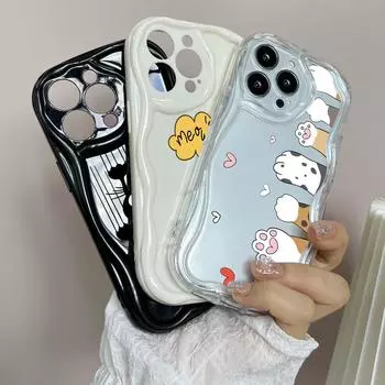 LZ9 мультяшный кот милый художественный дизайн прозрачные мягкие волнистые чехлы для телефонов для Samsung S24 S23 Ultra S20 A54 A14 A52s A51 Huawei Honor90 Realme защитная задняя крышка Samsung A02/M02