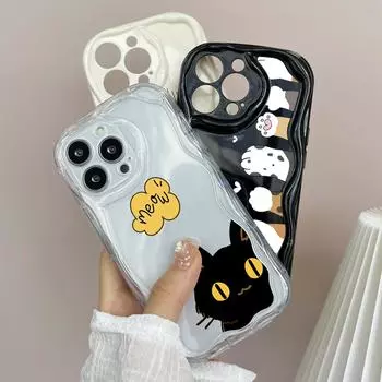 LZ9 мультяшный кот милый художественный дизайн прозрачные мягкие волнистые чехлы для телефонов для Xiaomi 11 Lite Redmi Note 13 8 Pro 9 12 A3 Infinix Smart 8 Tecno Защитная задняя крышка Xiaomi Poco M2