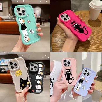LZ9 мультяшный кот милый художественный дизайн волна силиконовые чехлы для телефонов Samsung A15 S23 FE S24 Ultra A34 A54 A14 Motorola G32 OnePlus мягкий чехол Samsung A04(M13 5G)