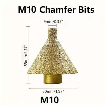 M10/M14 алмазное сверло для кукурузы с фаской, увеличенное отверстие, шлифовальные инструменты для снятия фаски, 50 мм для гранитной, мраморной плитки, резка камня, конусная резьба M10