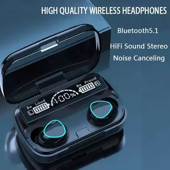 M10 TWS Bluetooth 5.1 Наушники Светодиодный дисплей Беспроводные наушники 9D Стерео Спортивные водонепроницаемые наушники Гарнитуры с шумоподавлением и микрофоном