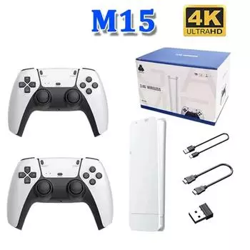 M15 Game Stick Mini TV Handheld Game Classic 4K Retro Game Wireless Controllers HD Output Gaming Consola для PS1 Arcade 64G