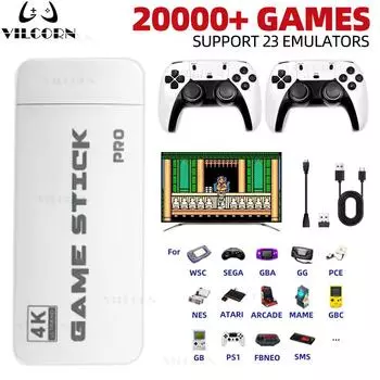 M15 Ретро Игровая Консоль 4K Игровая Палка 64G 20000 Игр Для PS1 SNES SEGA Аркадная ТВ Игровая Консоль С Беспроводным Геймпадом Подарок