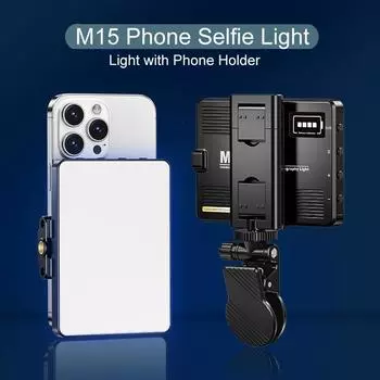 M15 Заполняющий светильник для селфи для телефона Портативная карманная лампа для фотосъемки с держателем телефона для видеозаписи Vlog Shoot Fill Studio Лампа чёрный