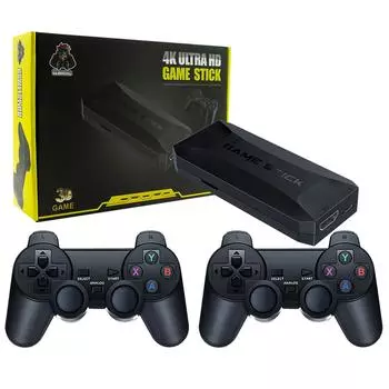 M16 Game Stick, 4K HDMI TV 64G/128G Мини ретро портативная игровая консоль с 20 000 игр, беспроводной двойной геймпад, аркадная игровая консоль Plug and Play 20*15*5cm,64G чёрный
