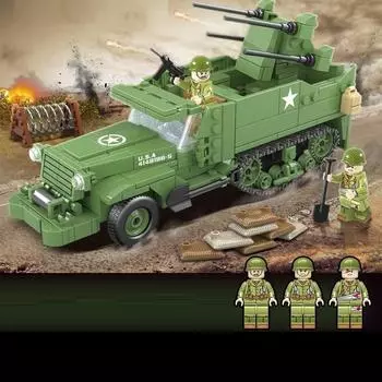 M16 Полугусеничный четырехместный автомобиль ПВО Танк L Бронированный автомобиль Минифигурка Конструкторы Кирпичи Модель Строительные наборы Детские развивающие игрушки