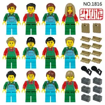 M1816 Farm Farmer Building Block Minifigures Professional Assembly Doll Toy Set