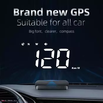 M1 HUD Gps Head-up Display HD Big Font Electronic Projection Guages Windshield Digital Speedometer On-board Computer MPH Km/h белый