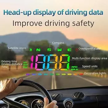M23 Auto GPS Car Head Up Display Colorful Speedometer Odometer Security Alarm Auto Meter Windshield Projector for Vehicles