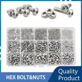 M2 M3 M4 M5 M6 Allen Screw Bolt Kit 304 Stainless Steel Bolts Nuts Set Threaded Hexagonal Motorcycle Fairing Screws Assortment