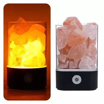 M2 M4 Соляная лампа Гималайский кристалл соль камень ночник лампа отрицательные ионы очистка воздуха помощь для сна квадратная круглая лампа Round Black
