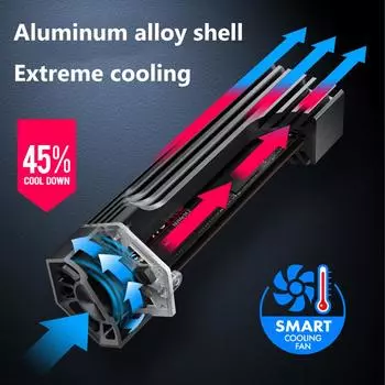M2 NVMe (PCIe) Корпус кулера для SSD-накопителя, радиатор 10 Гбит/с USB3.1 GEN2 Type C M.2 SSD, корпус для рассеивания тепла для жесткого диска M.2 NVME чёрный