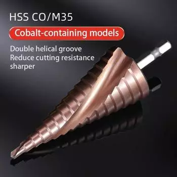 M35 5% Cobalt Ступенчатое сверло Шестигранный хвостовик Ступенчатые сверла Дрель Перфоратор Нержавеющая сталь Металл 4-20mm