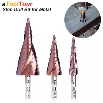 M35 Cobalt Step Drill Bit Stepper Cone for Metal Aluminium Alloy Steel HSS CO High-Speed Steel Conical Hex Shank Hole Cutter Set