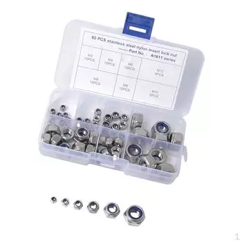 M3-M10 Самоконтрящаяся нейлоновая шестигранная гайка, серебро