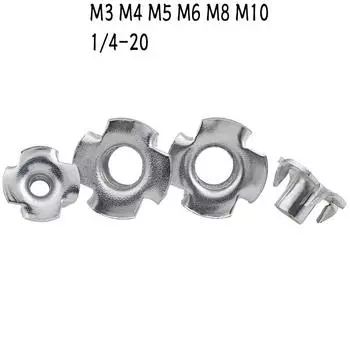 M3,M4,M5,M6,M8,M10 Четырехзубчатые Т-образные гайки, невыпадающие глухие вставки для деревянной мебели M6x8mm 10pcs