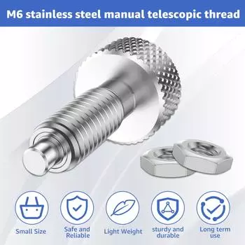 M6 быстросъемные штифты из нержавеющей стали, выдвижной пружинный плунжер, рифленая ручка, плунжеры, самоблокирующиеся болты с гайками