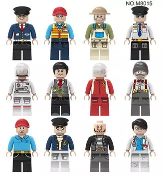M8015 M8016 M8017 M8018 Professional Figurine Building Block Chef Flight Attendant Doctor Assemble Toy Bag 4.5Cm height