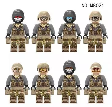 M8021 Военная миниатюра Антитеррористический коммандос Строительный блок из мелких деталей 8 наборов Игрушка для мальчика Прямые продажи с фабрики