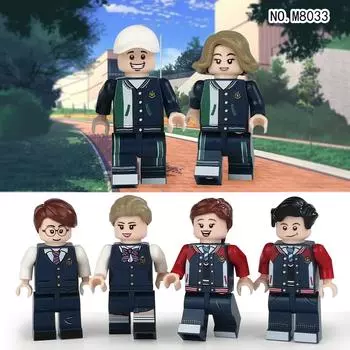 M8033 6 Student Uniforms Boys And Girls School Uniforms Cartoon Assembled Building Block Minifigures Toy 4.5Cm high