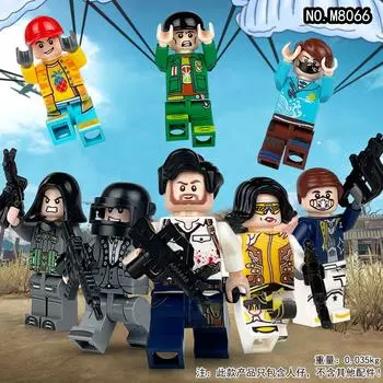 M8066 8 Pubg Сцена Строительный Блок Модель С Шлемом Оружием Детская Обучающая Игрушка Сумка