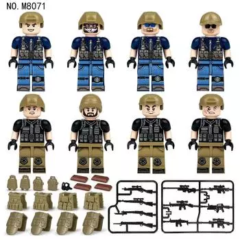 M8071 Mercenary Building Block Minifigures Small Parts Mosaic Military Doll Toy Bag