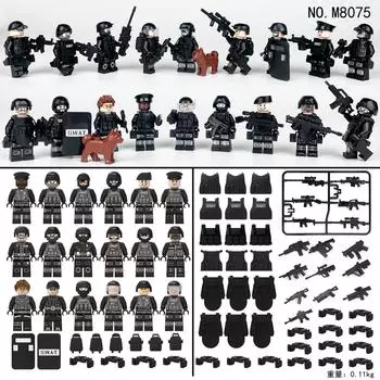 M8075 Черный SWAT Police 18 шт. Блоки для мальчиков Набор игрушек