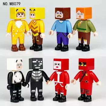 M8079 M8112 Игровая серия Pixel Building Block Злодей Стив Сборка игрушечного набора