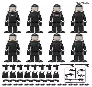 M8089 Водолаз Черный спецназ Мелкозернистый строительный блок Кукла Военная техника Игрушка