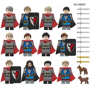 M8097 Средневековая армия солдат строительный блок фигурка игрушка с коротким мечом щит плащ