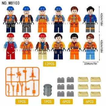 M8103 M8064 M1815 Инженерный строительный блок Миниатюрный инженер Строительные рабочие Собирают игрушки