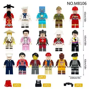 M8106 Строительный блок Миниатюрный Полицейский Бог Богатства Солдат Пират Робот Игрушечный набор