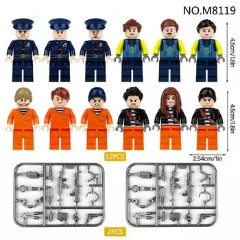 M8119 M8025 Полиция охотится на беглеца Строительные блоки Минифигурки Мелкие частицы Разборные игрушечные сумки