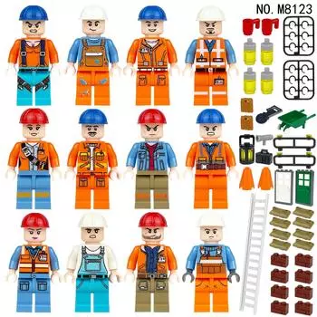 M8120 M8123 Engineering Building Block Figurine Small Particles Assembled Toy Set Bag