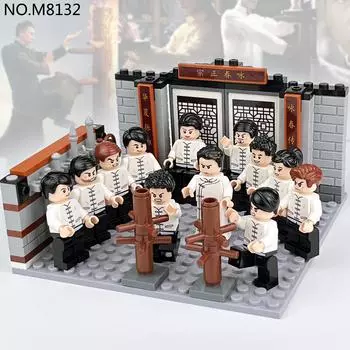 M8132 Китайские боевые искусства Вин Чун Самурай Холл Модель Ip Wen Building Block Минифигурка Игрушечная сумка