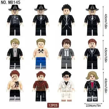 M8145 Movie City Black Tyrant Gang Black Suit Building Block Figurine Small Particles Assembly Scene Toy