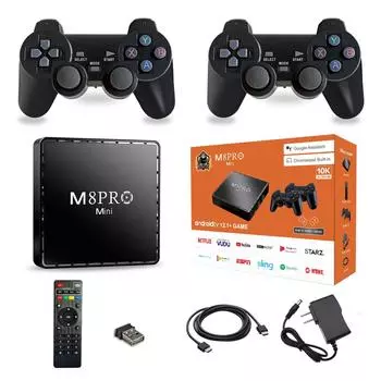 M8 PRO Mini TV Game Box 4K HDMI 2.4G Беспроводная ретро игровая консоль Двойная система 64 ГБ 30000+ домашних аркадных игр 64G/EU