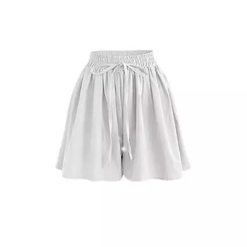 M-10XL женские брюки широкие брюки летние повседневные большие размеры свободные однотонные шифоновые шорты с эластичной резинкой на талии M белый
