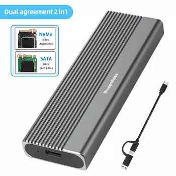 M.2 NVMe/NGFF Мобильный жесткий диск Gen2 10 Гбит/с Портативный жесткий диск Корпус Type-C на Type-C Внешний SSD Корпус Type-C на USB A SATA C to USB