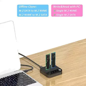 M.2 SATA NVMe Duplicator 2 Bay Offline Clone Docking Station Высокоэффективный двухдисковый жесткий диск