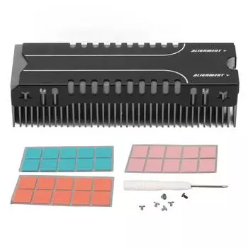 M.2 SSD Cooler 38 Cooling Fins Multi Channel Base Mg Aluminium Alloy SSD Heatsink with Thermal Pad