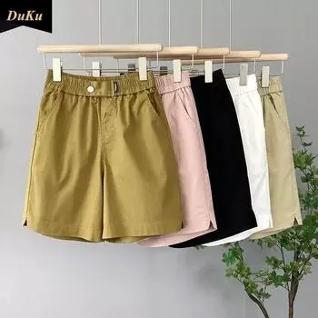 M~4XL Стирка водой Чистый хлопок Тонкие шорты женские свободные похудение плюс размер повседневные спортивные студенческие брюки пятого размера M имбирный