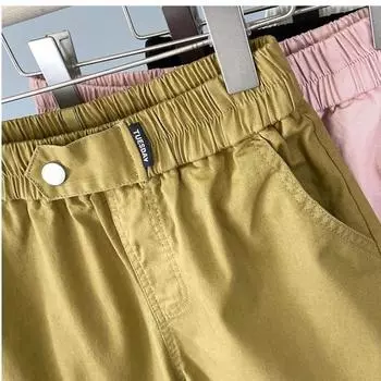 M~4XL Стирка водой Чистый хлопок Тонкие шорты женские свободные похудение плюс размер повседневные спортивные студенческие брюки пятого размера M зелёный