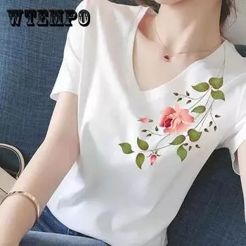 M-4XL женские весенне-летние футболки из чистого хлопка большого размера, свободные топы с v-образным вырезом и короткими рукавами, однотонные тонкие универсальные топы XXXXL красный
