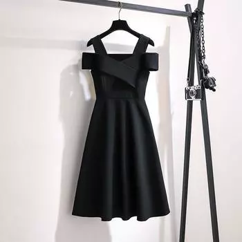 M~4XL Женское платье больших размеров Женское платье для полных женщин Женское платье с завышенной талией M чёрный