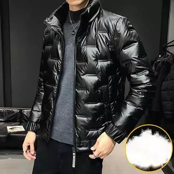 M-5XL Мужская блестящая куртка-пуховик Winter Plus Velvet Толстая теплая верхняя одежда Мужская ветрозащитная и водонепроницаемая парка Мягкая повседневная ветровка Универсальные пальто M темно серый